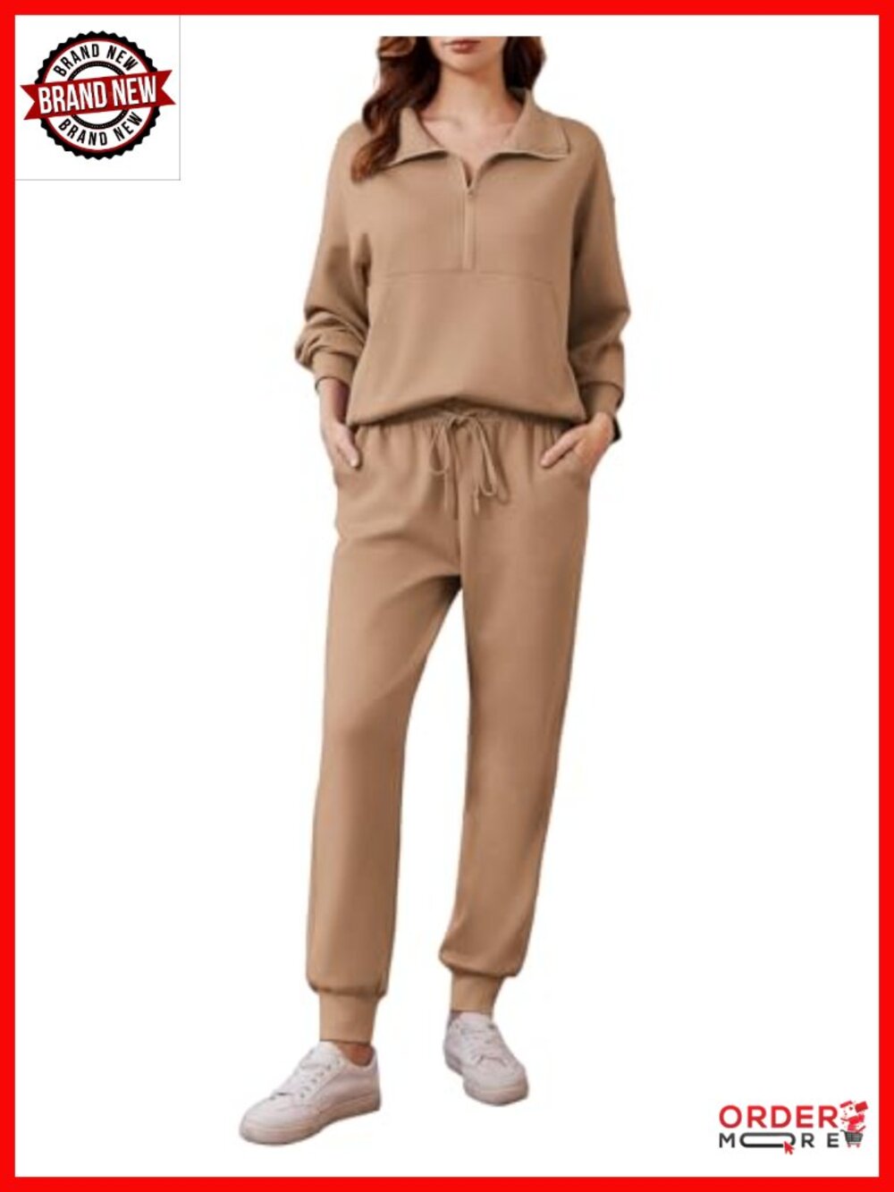 PINSPARK Women's 2 Piece Tracksuit Set Half Zip Joggers